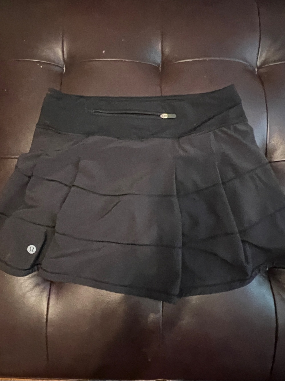 lululemon athletica Black lined ruffled skirt